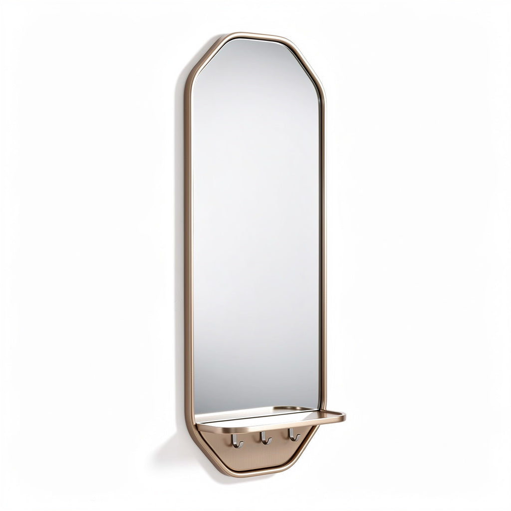Lustro ścienne z półką i hakami - nowoczesny design w stylu skandynawskim